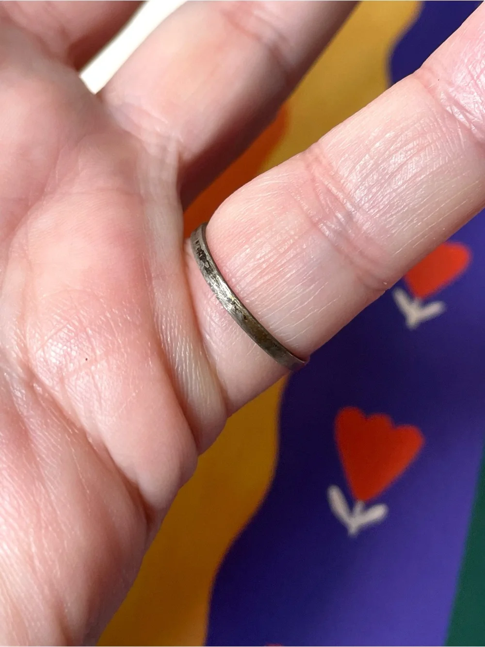 Vintage/antique dainty stamped 800 silver chain twist ring sz 6.5-6.75
